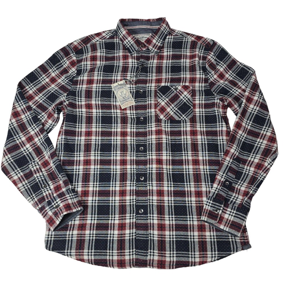 Flag And Anthem Mens Size M Plaid Long Sleeve Button Up Western Plaid Shirt New